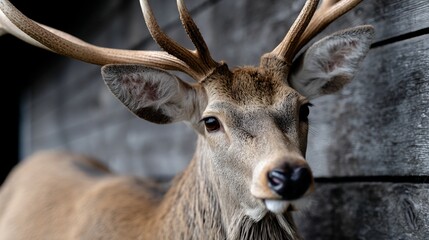 Close-up of a deer with large antlers