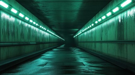 Obraz premium Teal tunnel corridor