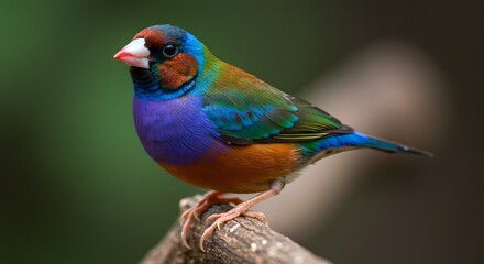 Fototapeta premium Colorful Bird Perched on Branch Exotic Wildlife Close-up
