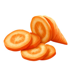 Carrot Slices Fresh Vegetable Healthy Food PNG cutout isolated on white and transparent background. carrot slices, fresh carrot, carrot PNG, healthy food, vegetable PNG, carrot cutout