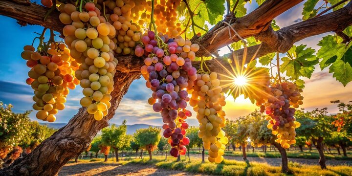 Surreal Spata Greece Vineyard: August 2020, Twisted Vine, Ripe Grapes, Farm