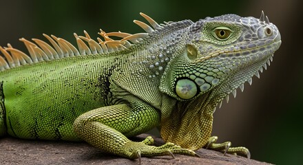 Obraz premium Iguana Resting Profile Portrait Reptile Close Up