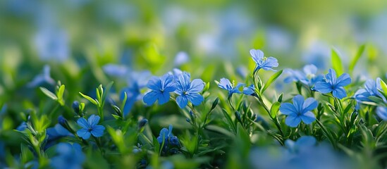 Blue Flowers in a Green Meadow