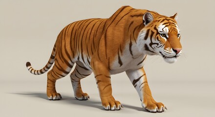 Fototapeta premium Tiger Walking Posing Isolated on Background