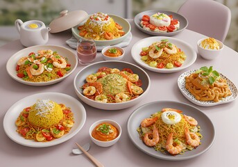 Delicious Shrimp and Egg Noodles A Culinary Collection of Asian-Inspired Dishes