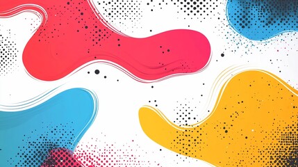 Fototapeta premium Energetic abstract flowing shapes in bright primary colors background design