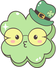 Patrick s Day Celebration with Retro Shamrock, Hats, Four-leaf Clovers Hand Drawn design