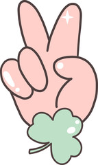 Patrick s Day Celebration with Retro Shamrock, Hats, Four-leaf Clovers Hand Drawn design