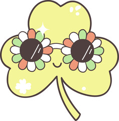 Patrick s Day Celebration with Retro Shamrock, Hats, Four-leaf Clovers Hand Drawn design