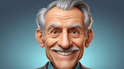 Personnage cartoon d'un horrible vieil homme, souriant.