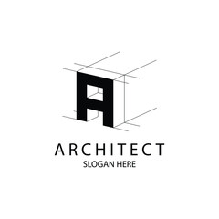 Letter A 3D logo architect for architecture and construction company
