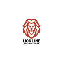 lion head emblem line logo design vector