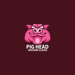 Obraz premium pig head design colorful logo illustration