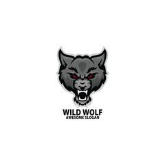 wolf head e sports logo design gaming mascot