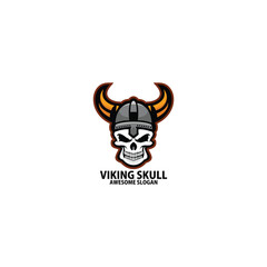 viking skull head e sports logo design gaming mascot