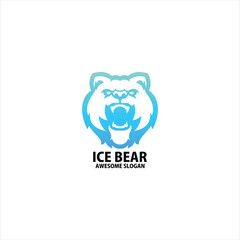 bear head emblem line logo design vector