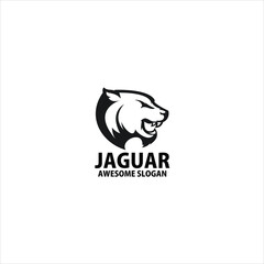 jaguar head emblem line logo design vector