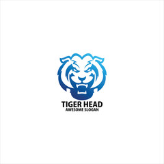 tiger head line emblem logo design vector