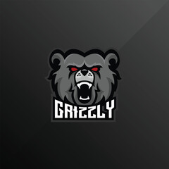 grizzly head esport logo mascot vector illustration