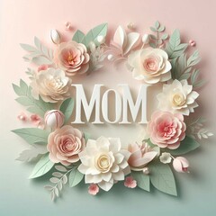 Happy mother's day card with vintage roses background and frame