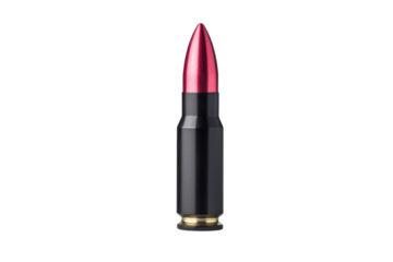 Bullet with a pink tip is sitting on a white background, isolated