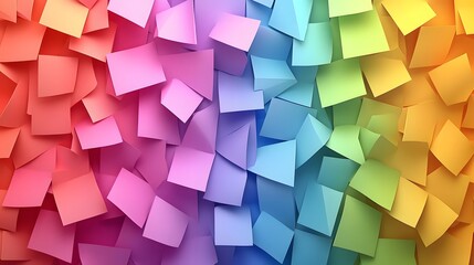 Colorful square sticky notes creating a vibrant graphic design.