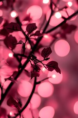 Enchanting pink foliage silhouette with bokeh lighting background effect