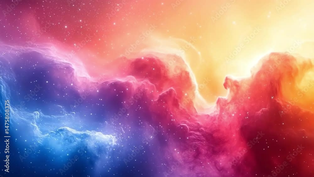Poster celestial canvas: a vibrant nebula explodes with cosmic colors, showcasing the awe-inspiring beauty 