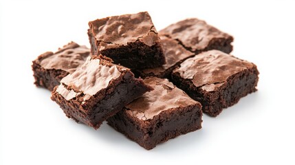 Delicious Chocolate Brownies Isolated on White Background