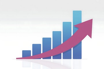Modern Business Bar Chart on White Canvas with Magenta Upward Arrow – Clean Layout | 32K Ultra HD

