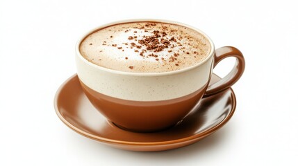 Obraz premium Cappuccino Coffee in Brown Cup and Saucer
