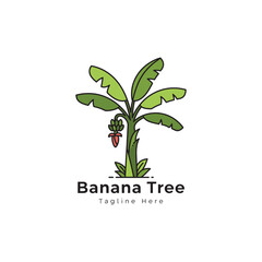 Vibrant Banana Tree Illustration Tropical Delight Perfect for Your Designs