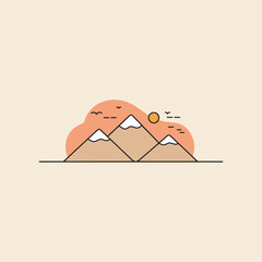 Majestic mountains sunset scenic view breathtaking landscape nature art design illustration