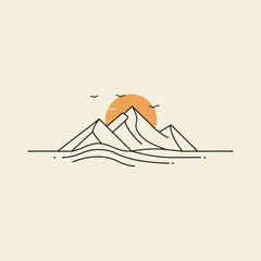 Serene sunset over majestic mountains tranquil ocean waves peaceful birds flying