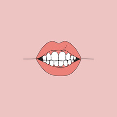 Happy smile bright teeth perfect pink lips delightful art graphic design