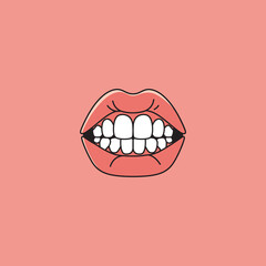 Vibrant lips perfect smile graphic design element modern aesthetic trendy illustration