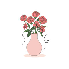 Elegant roses and alstroemeria bouquet in a pale pink vase a delightful floral arrangement