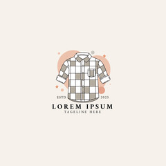 Stylish Plaid Shirt Design Logo Modern Apparel Brand Identity Minimalist Vector Illustration