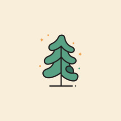 Evergreeen tree simple design nature illustration perfect for winter holidays cards and decorations