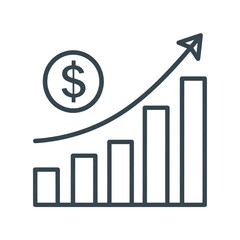 Growth Chart with Dollar Sign and Arrow Representing Financial Success