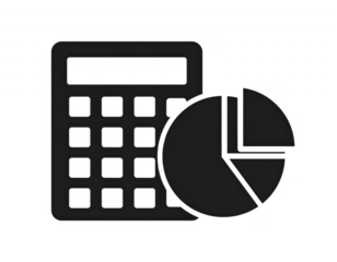Calculator and Pie Chart Icon for Business and Finance Concepts