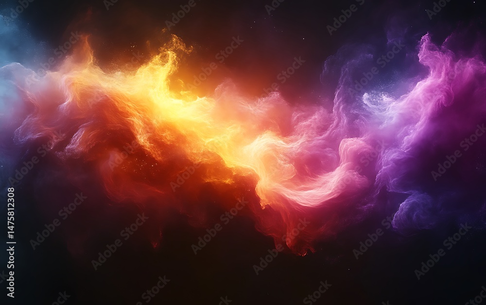 Wall mural a vivid abstract image of colorful clouds and celestial elements