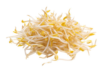 Bean sprouts spiral ring overhead flat-lay, isolated on transparent background