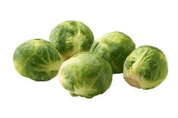 Fototapeta premium Brussels sprouts random sprinkle overhead flat-lay isolated on transparent background
