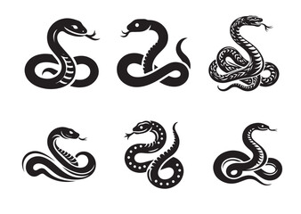 Obraz premium Snake Silhouette Vector Set