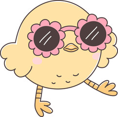 Easter Day Design with Groovy Easter Chick Disco Easter Trendy and Coquette Ribbon Bows Hand Drawn Design