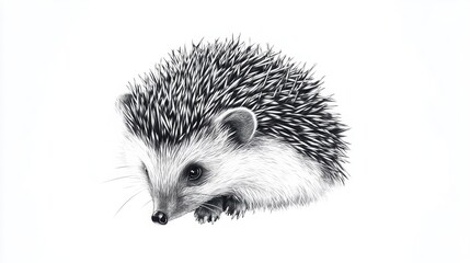 Fototapeta premium Detailed Pencil Drawing of a Hedgehog