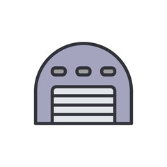 Isolated Graphic Representation Of A Quonset Hut With A Closed Door