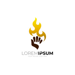 logo of burning fire and clenched fist, abstract logos