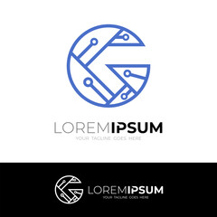 G logo and technology, letter G logo with line design technology